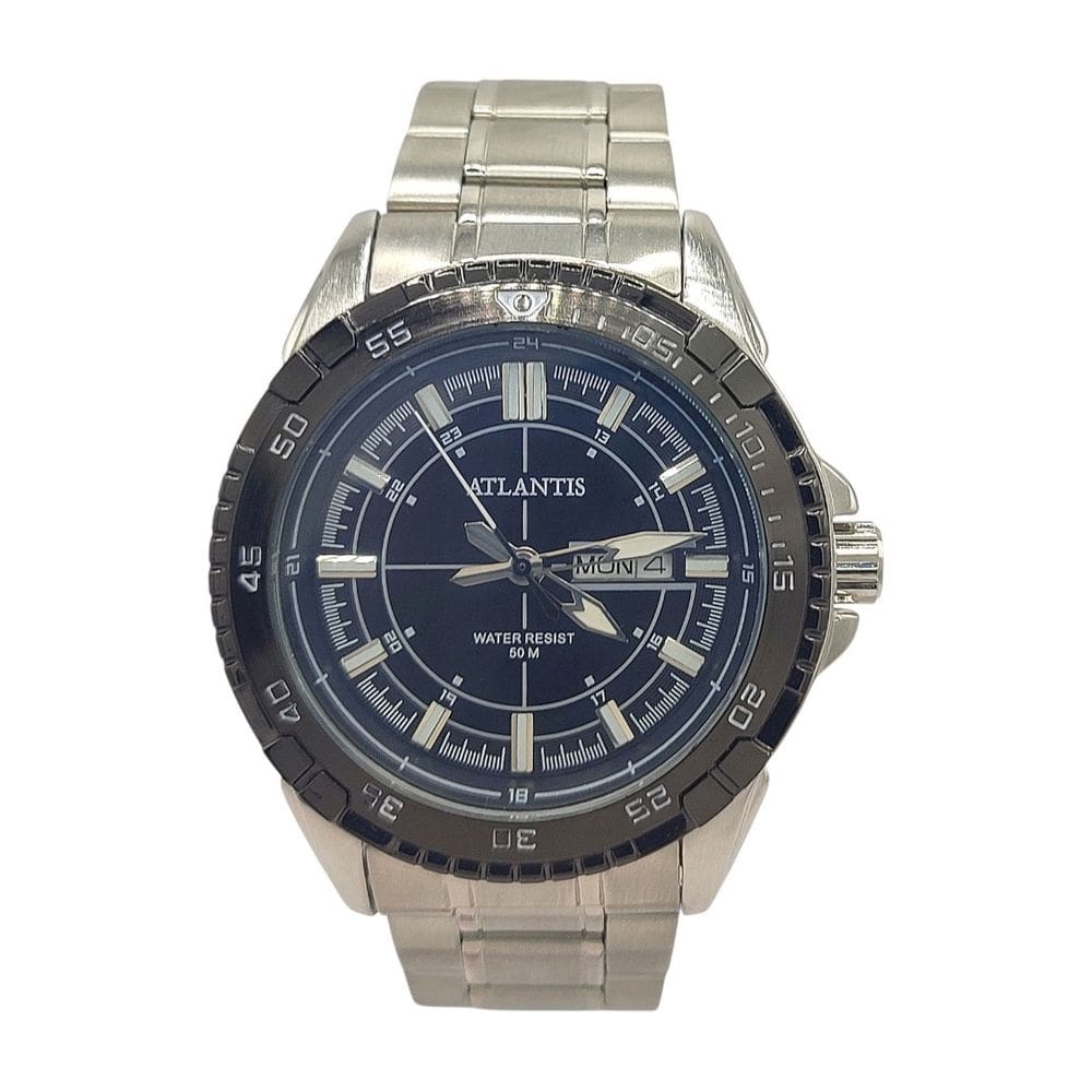 Relógio Atlantis Social Prateado Resistente a Água 5atm