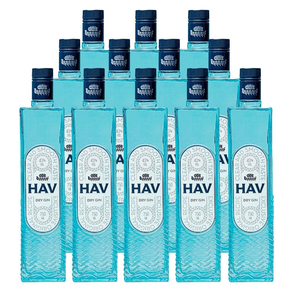 Gin HAV Dry Gin Garrafa de Vidro 750ml 12 Unidades