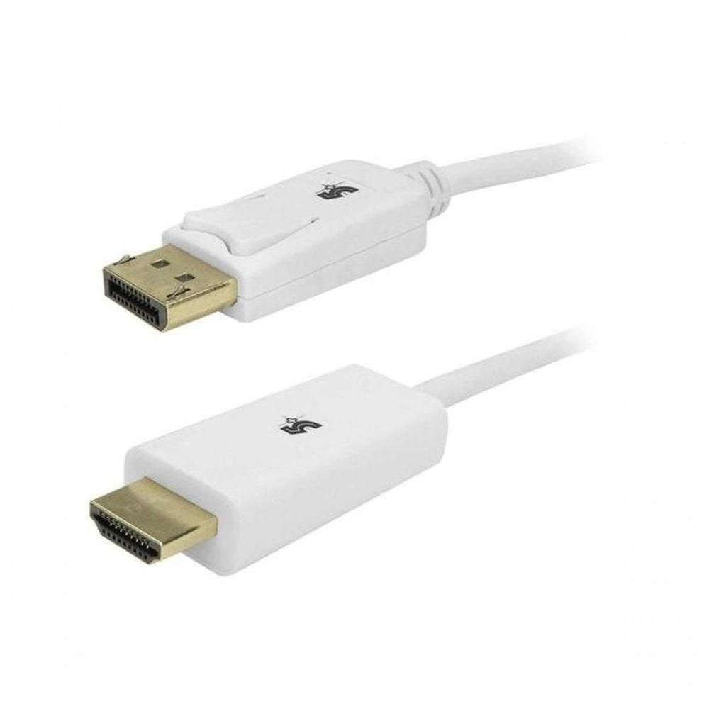 Cabo Displayport Para Hdmi 2m Com Trava Branco 5+
