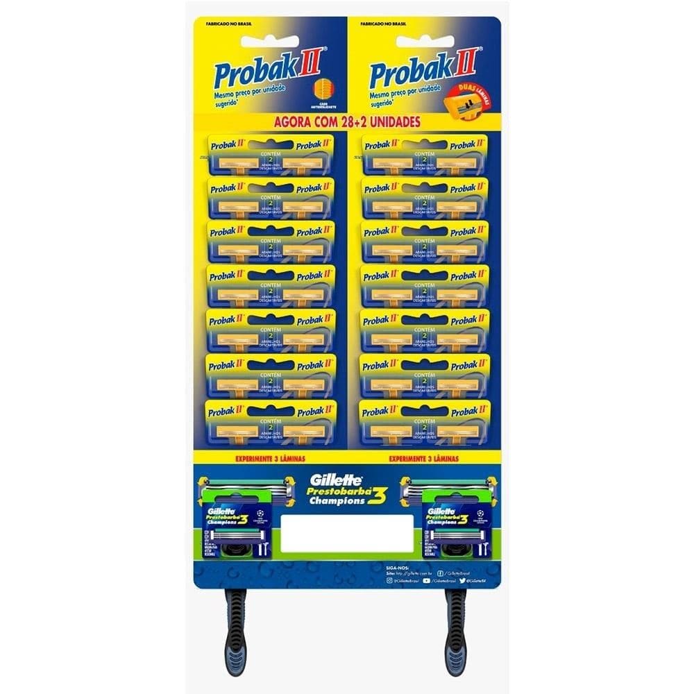 Aparelho Probak II 2 Embalagens com 14 Unidades + Aparelho Gillette Prestobarba 3 Champions Embalagem com 2 Unidades