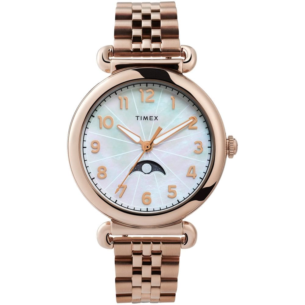 Relógio feminino Timex Model 23 de 38 mm em tons de ouro rosa/aço MOP