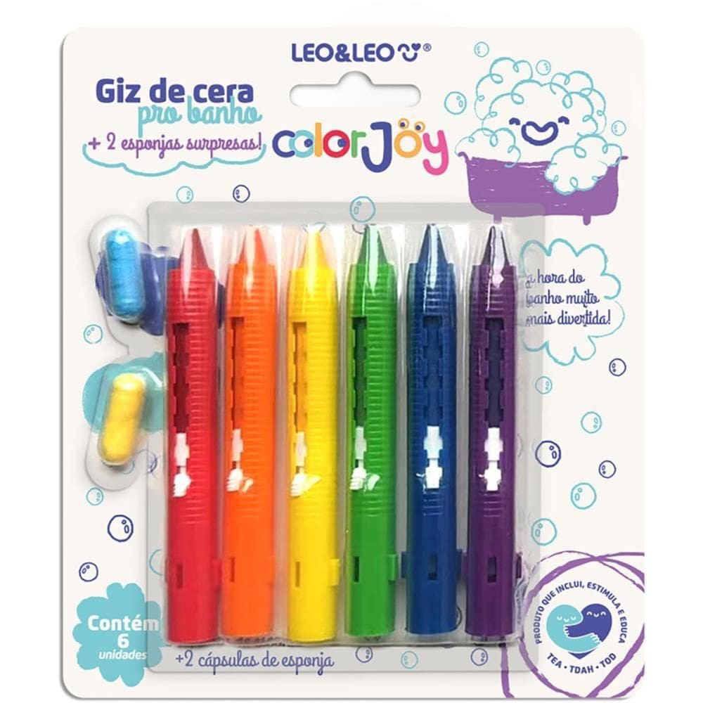 Giz De Cera Fino Retrátil P/banho C/2 Surpresa - Leonora