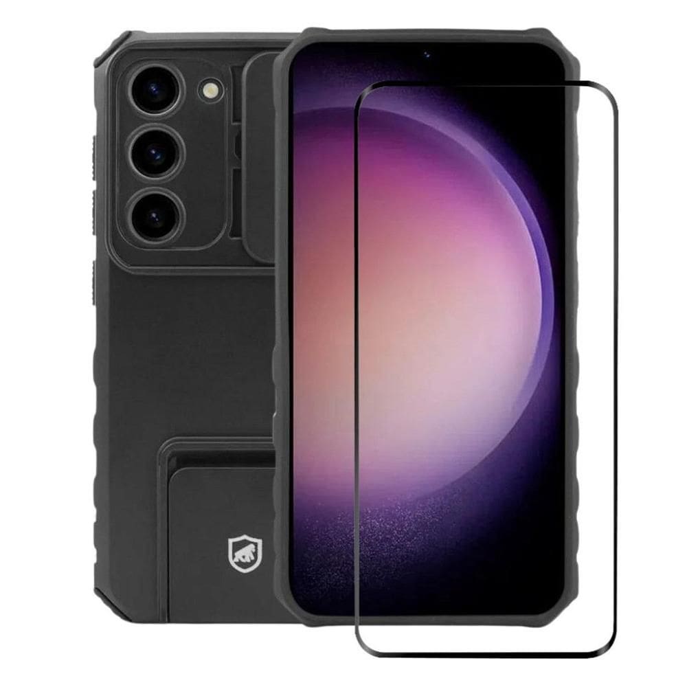 Kit Capa Victus e Pelicula Dual Glass Preta para Samsung Galaxy S23 Plus - Gshield