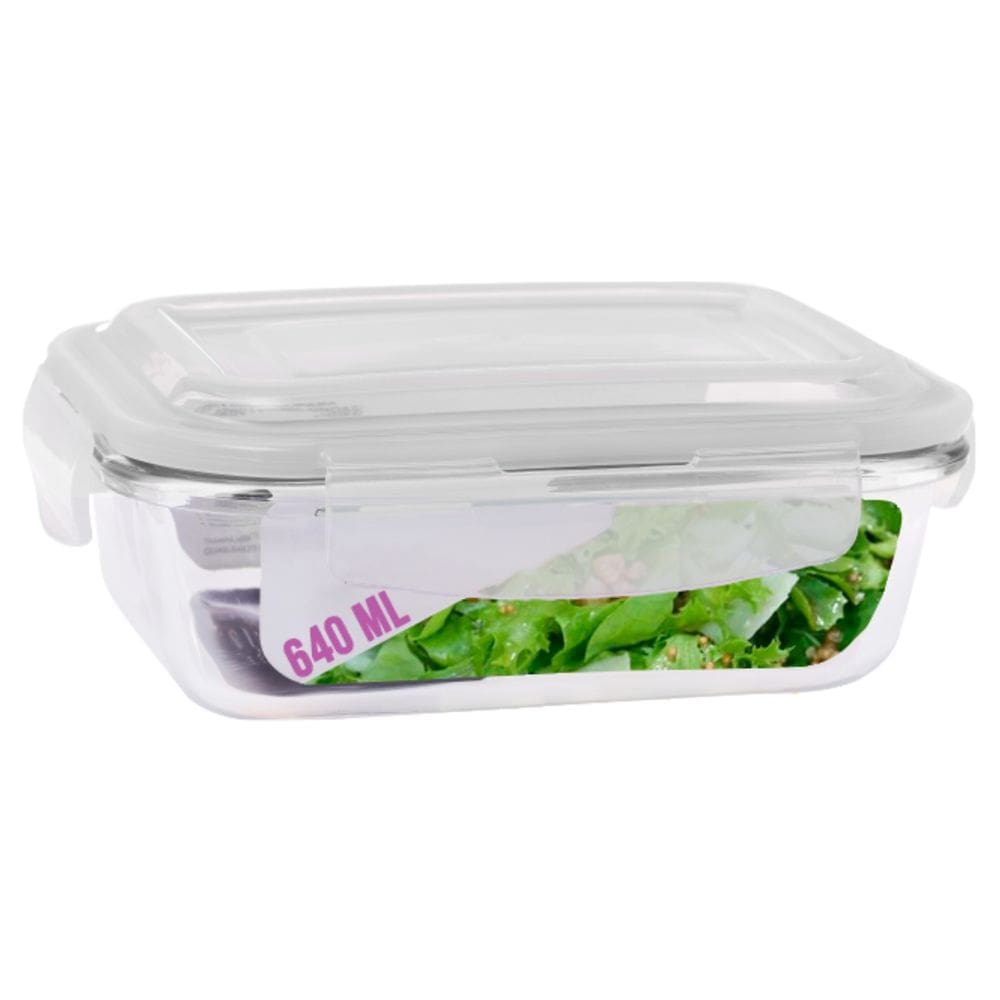 Pote Vidro Retangular 640ml Marmitas Mantimentos Frutas 1 UN