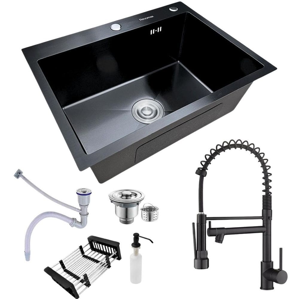 Cuba Gourmet Pia Preta Inox 60X45 + Torneira Monocomando