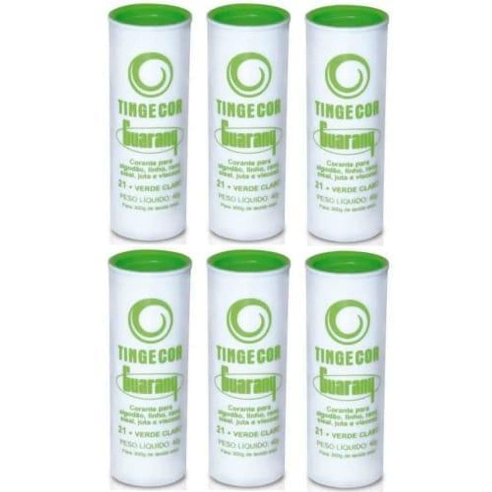 Tinta Tecido Tingecor Guarany 40G 6 Unidades Verde Claro