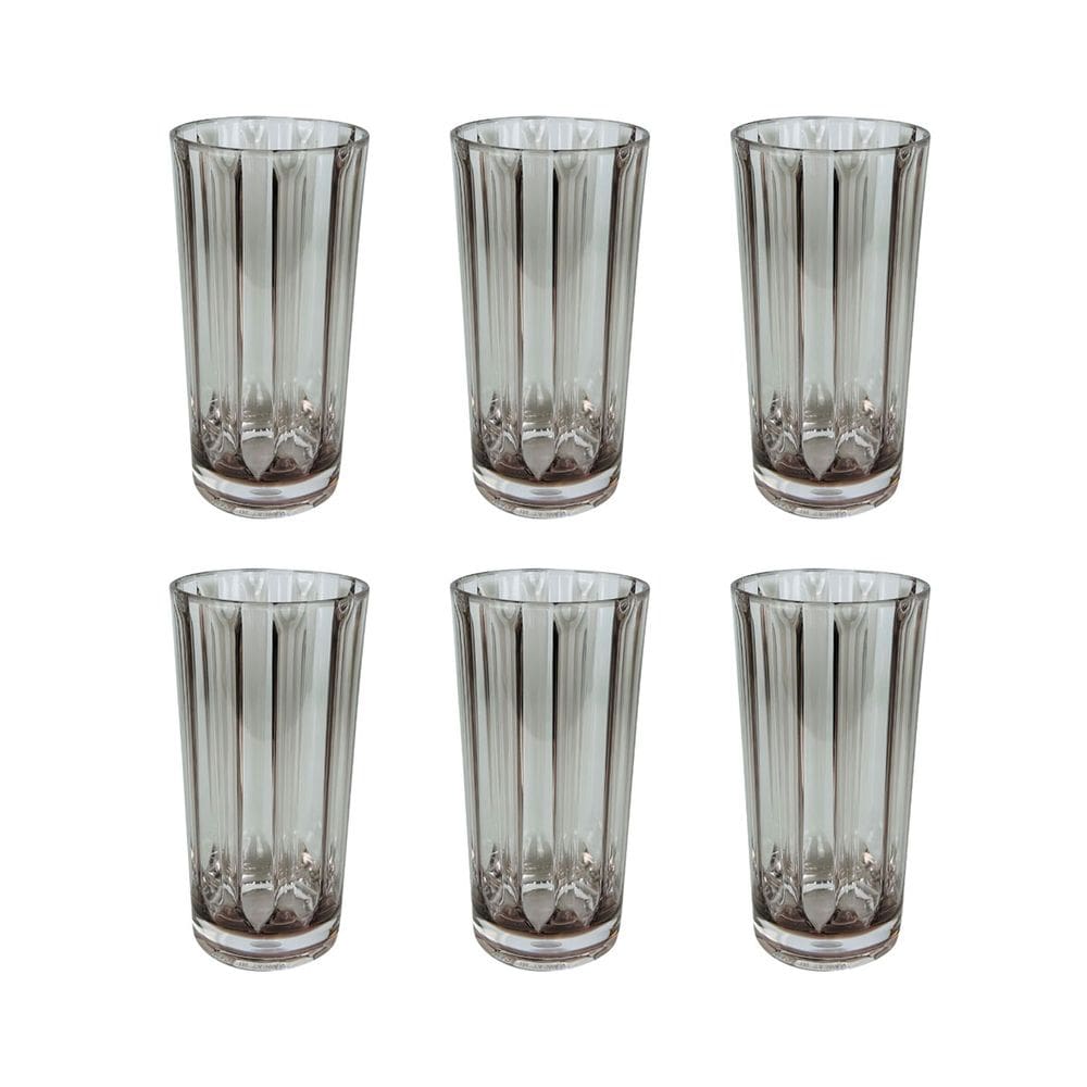 Conjunto 6 Copos de Acrílico Cinza 17cm RJW0018 BTC