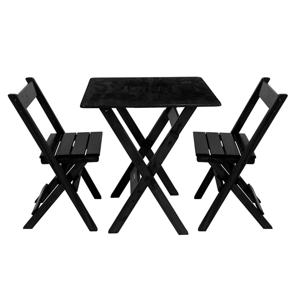 Conjunto de Mesa 70x70 com 2 Cadeiras para Restaurantes Bar Preto