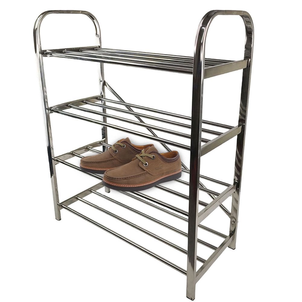 Sapateira 4 Andares Inox 12 Pares Sapato Calçado Tenis Sandalia Corredor Quarto Hall de Entrada Prateleira Organizaçao