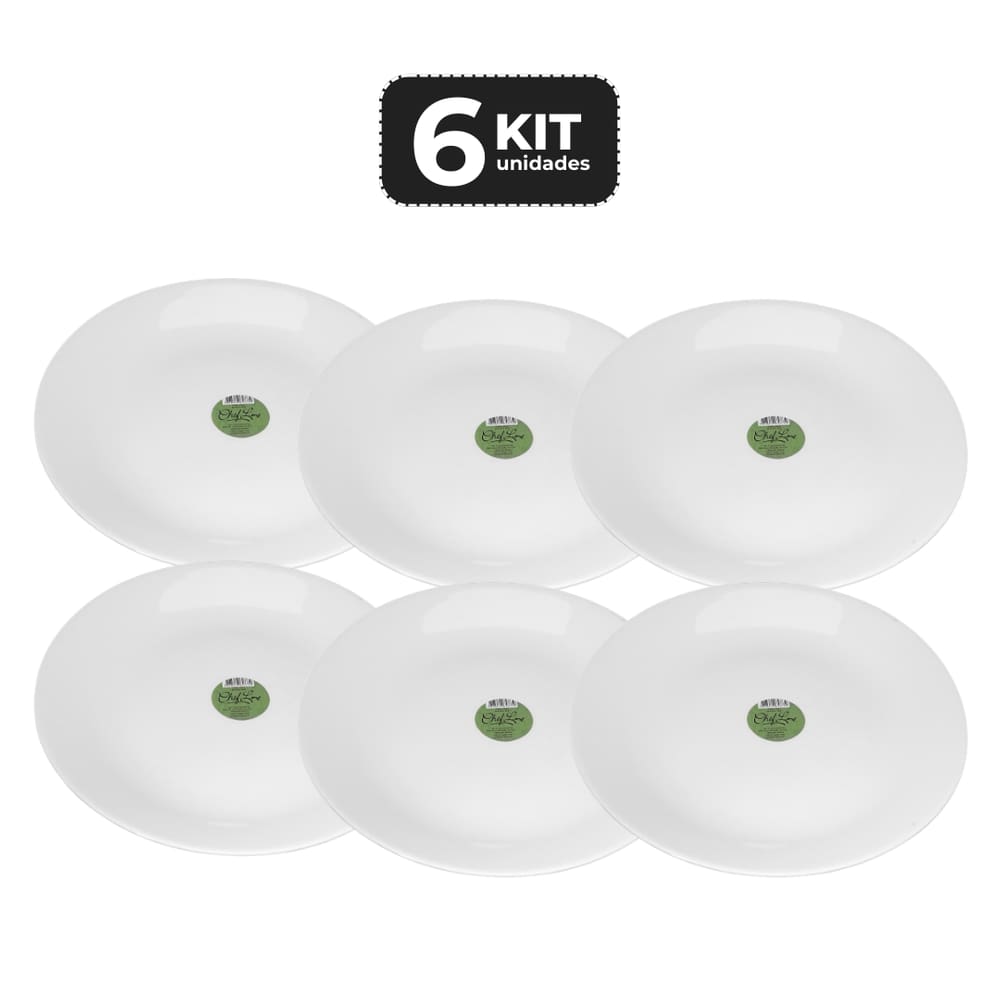 Kit 6 Prato Raso Redondo Opaline Temperado Ø 27 Cm