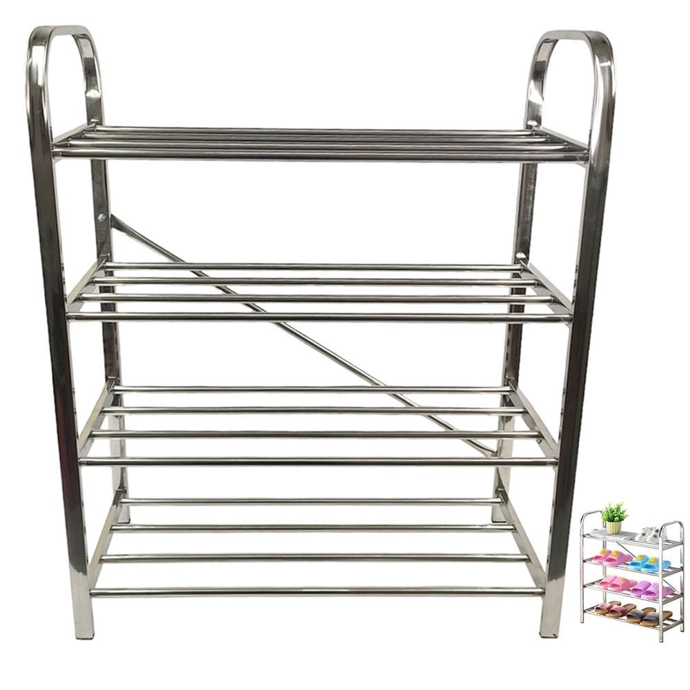 Sapateira Inox 4 Andares Calçado Tenis Sapato Sapatilha Hall de Entrada Corredor Quarto Prateleira Multiuso Organizaçao