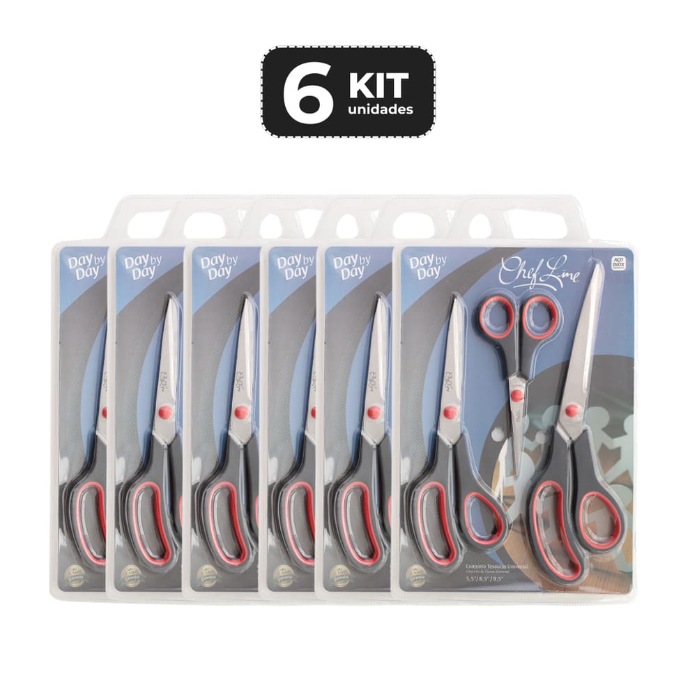 KIT 6 CONJ.DE TESOURAS INOX UNIVERSAL 5,5”/8,5”/9,5 3 PCS