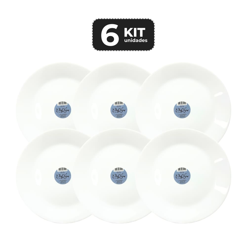 Kit 6 Prato Lanche Redondo Opaline Temperado Ø 18 Cm
