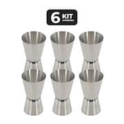 Kit 6 Dosador Inox Duplo De Bebidas Medidor 50/25Ml