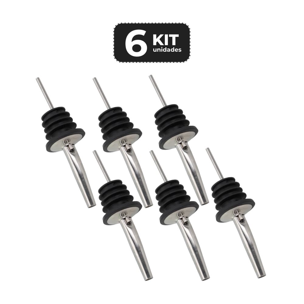Kit 6 Bico Dosador Inox Para Garrafas Barman