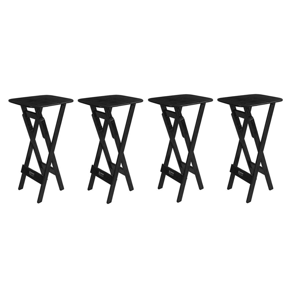 4 Mesas Bistrô Dobráveis 98cm Compensado Naval Pinus Preto