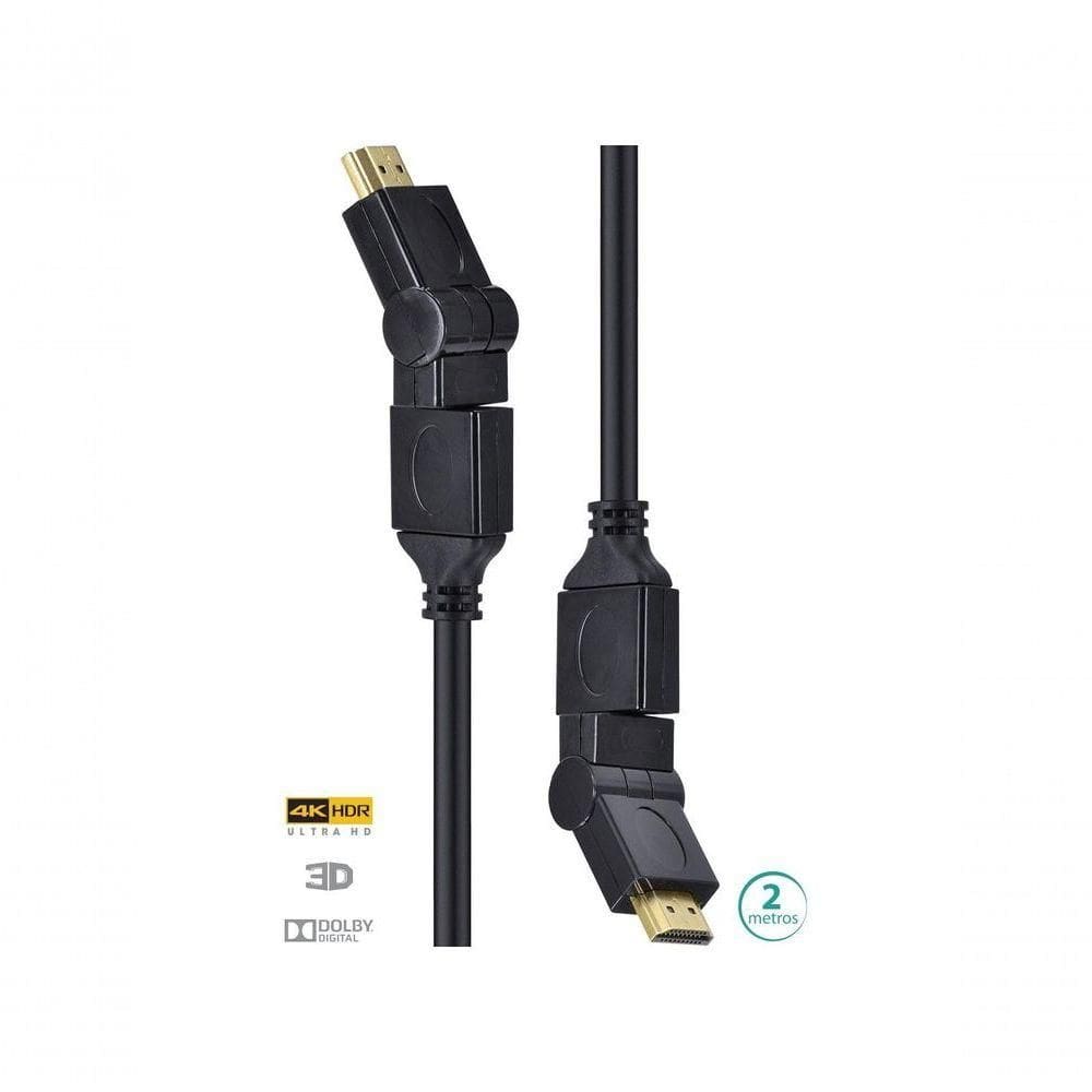 Cabo Hdmi 2.0 4k Ultra Hd 3d Conexão Ethernet Conectores 360° 2 Metros - H20b360-2