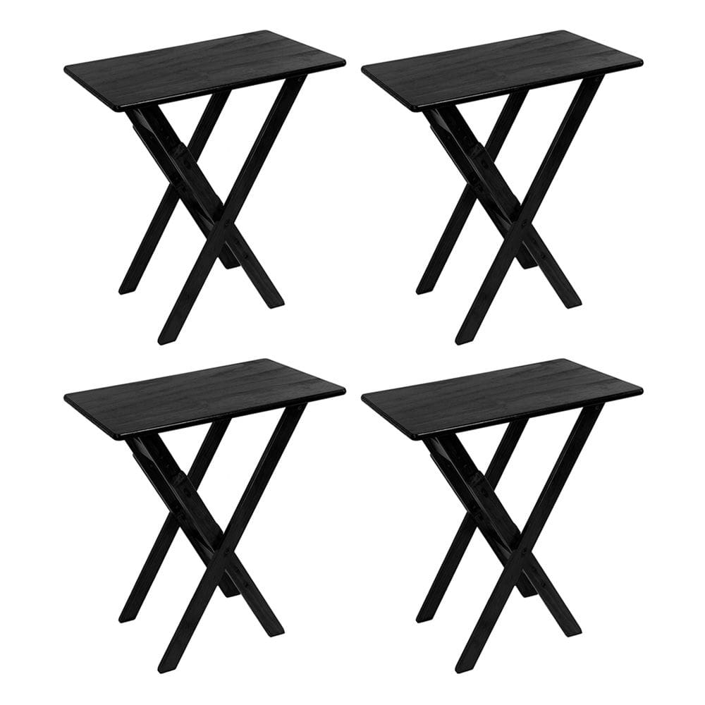 4 Mesinhas Aparador Versátil Dobravel de Madeira, Compacta Preto