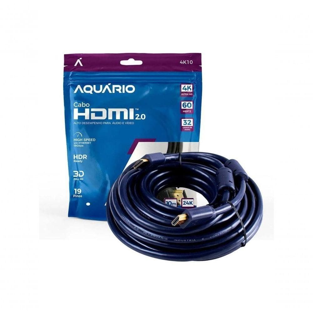 Cabo Hdmi Aquario 4k10 4k Macho X Macho 2.0 10m