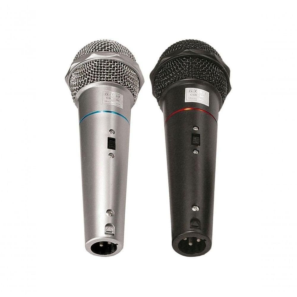 Microfone Csr-505 Duplo Com Fio 1 Preto E 1 Prata