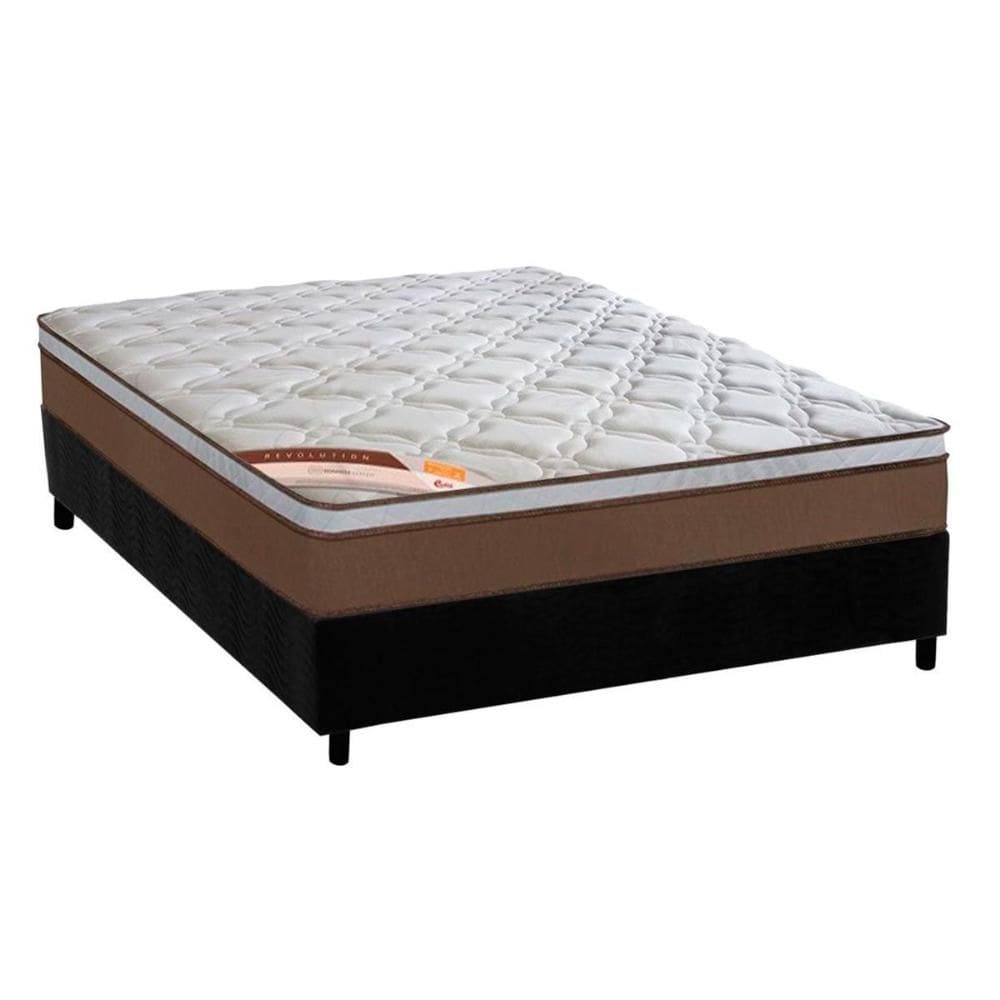 Cama Box Casal: Colchão Molas  Ensacadas Castor Revolution + Base CRC Suede Black (138x188)