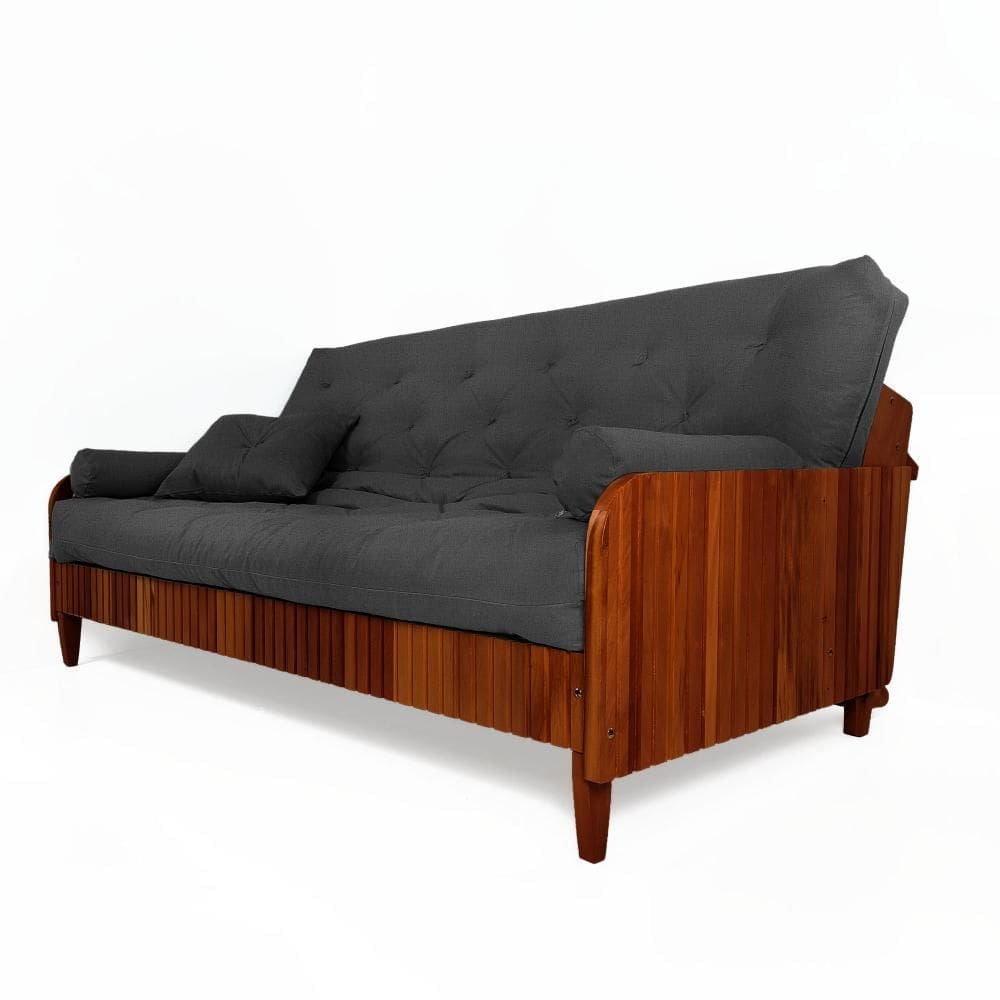 Sofá Cama Paris II Ripado Acquablock Madeira Maciça Imbuia