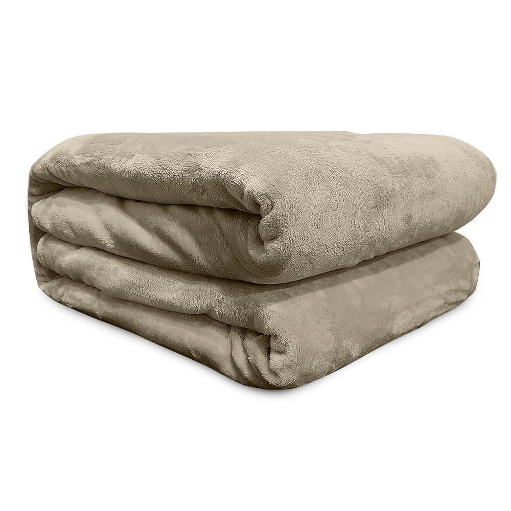 Cobertor Solteiro Flannel Liso Bege - Andreza