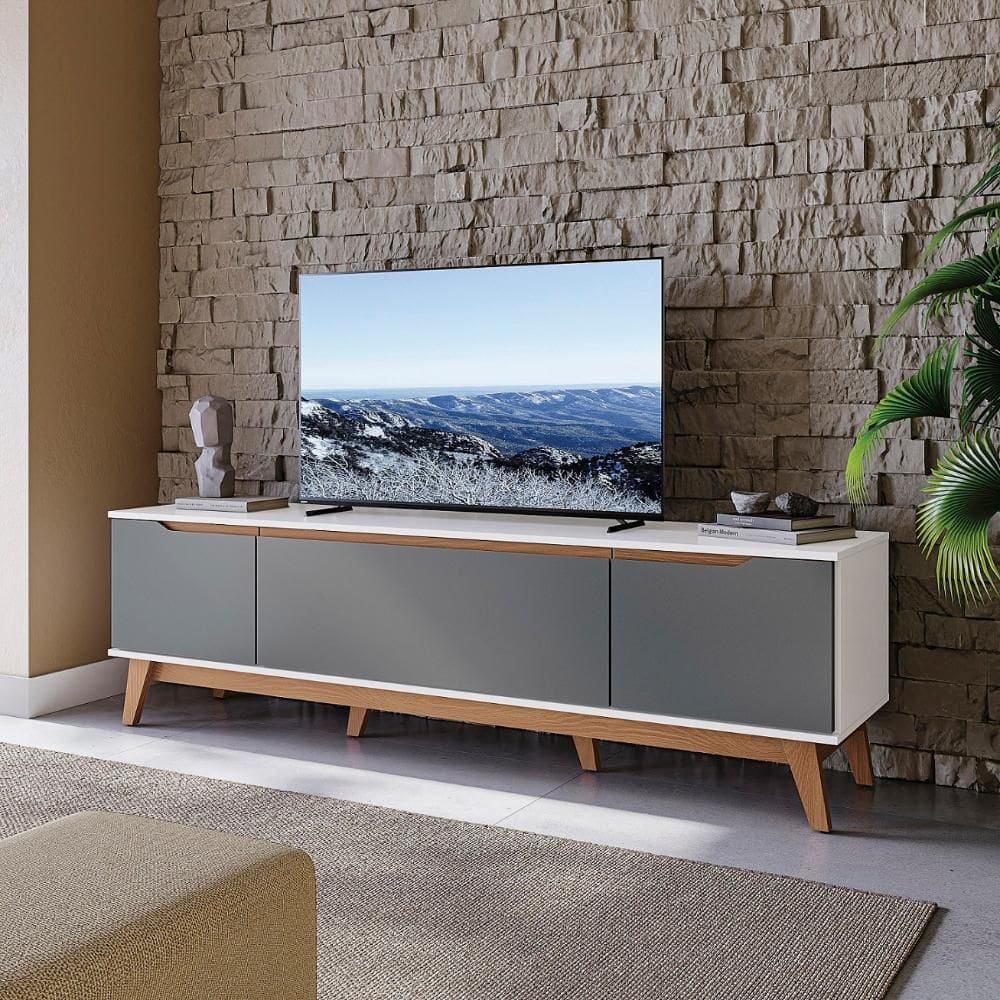 Rack Kappesberg 3 Portas Branco/grafite 180cm