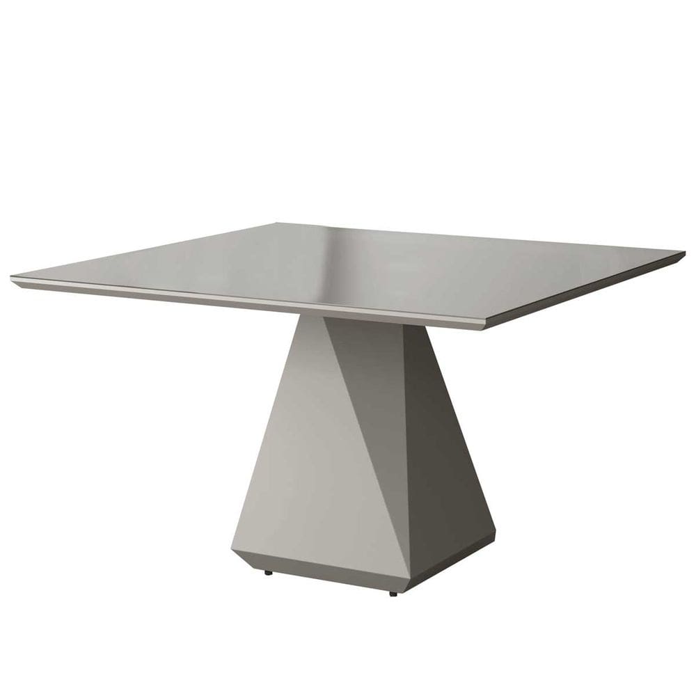 Mesa de Jantar Quadrada 130x130cm Lia Tampo Vidro Off White CCS