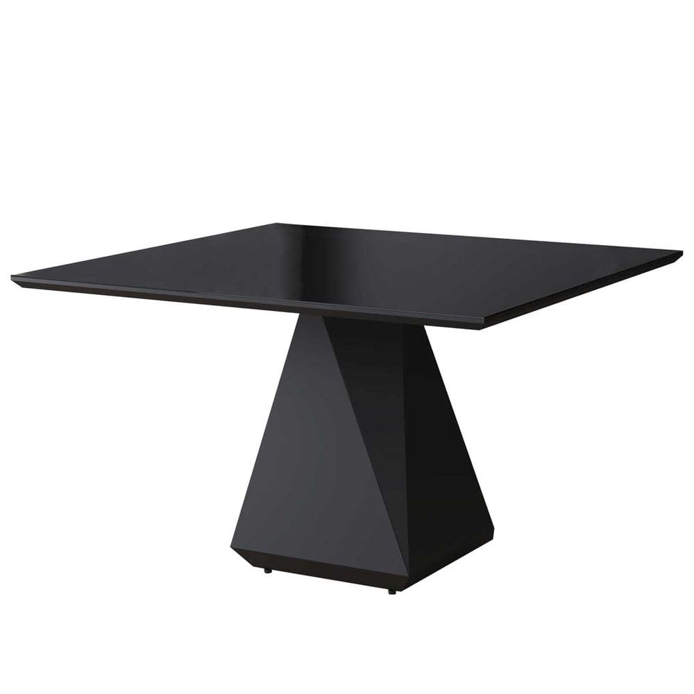 Mesa de Jantar Quadrada 140x140cm Lia Tampo Vidro Preto CCS