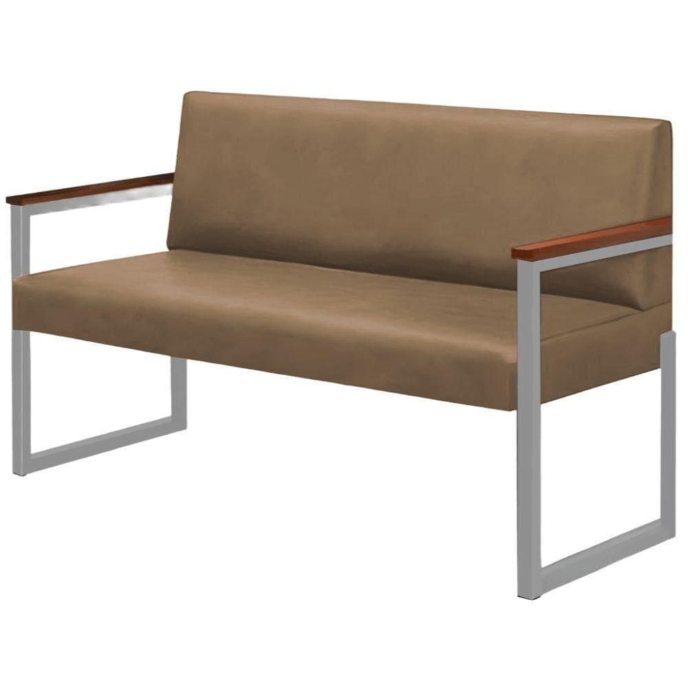 Sofá 2 Lugares Niterói Couro Bege Em Metal Champanhe