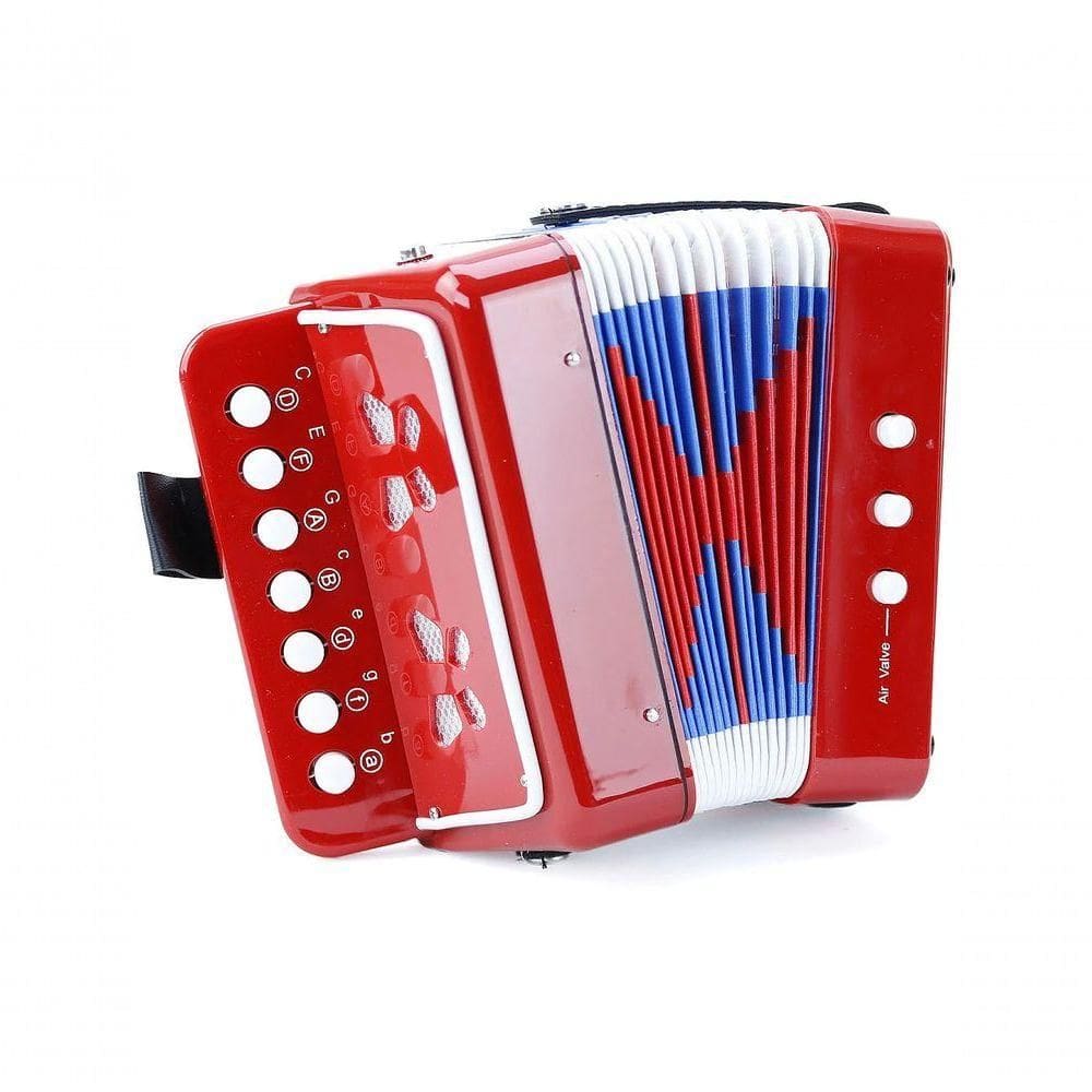 Acordeon Sanfona Infantil Instrumento Vermelho Musical 20cm