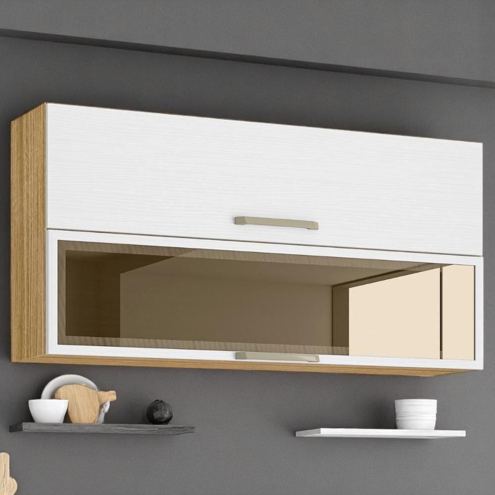 Armário 2 Basculante C/ Vidro 120 Cm Lapis Freijó Supremo