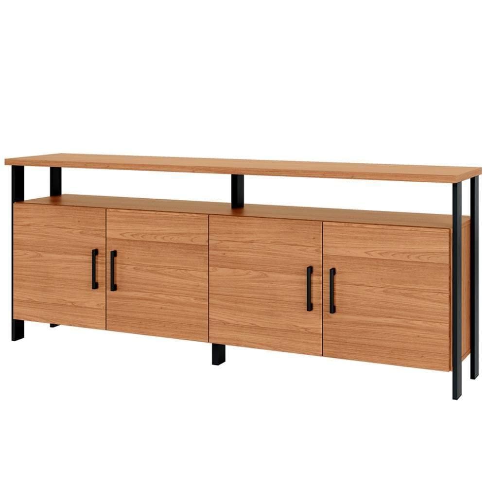 Aparador Buffet Para Sala De Jantar 4 Portas Industrial Suria D03 Freijó Preto Fosco - Lyam Decor