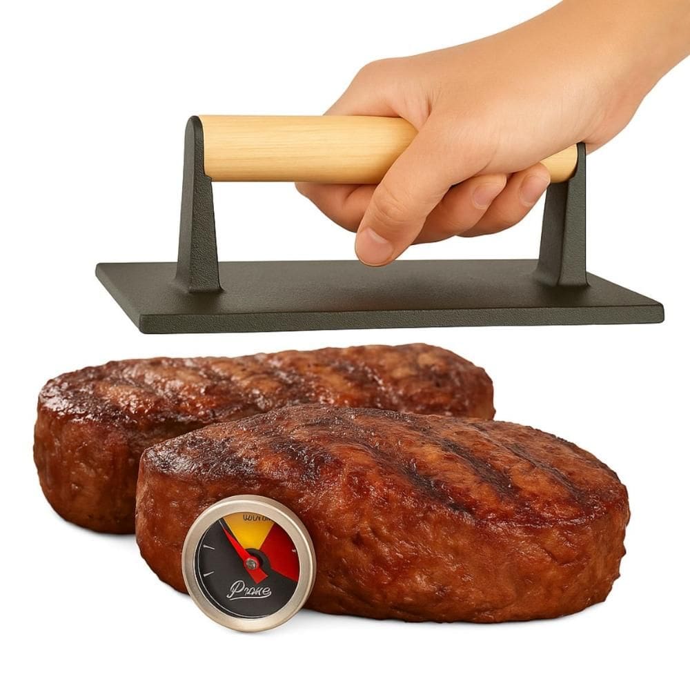 Kit Termômetro Culinário e Prensa para Carne Frango Cozinha