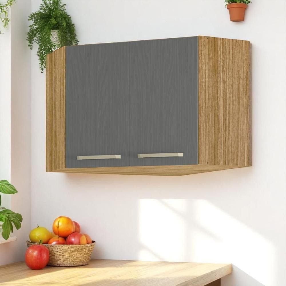 Armário Para Canto Obliquo Lapis Freijó Gris