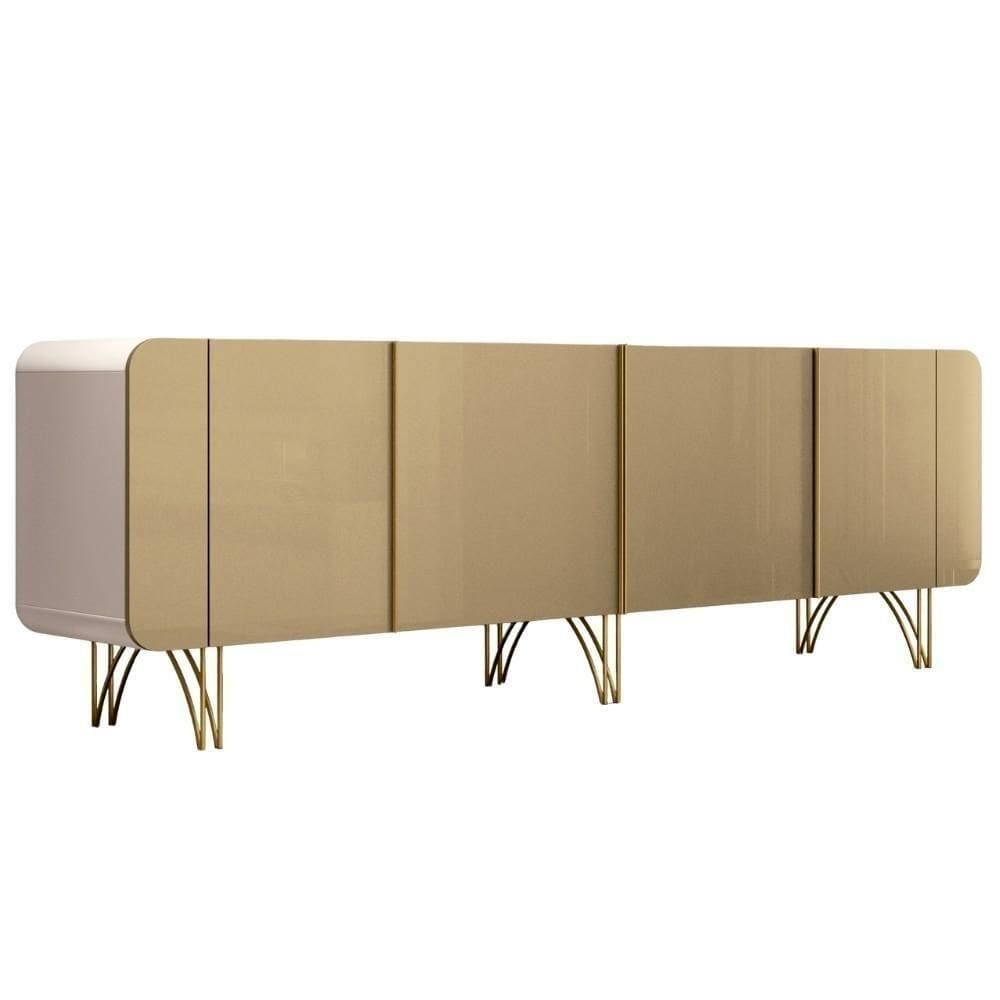 Aparador Buffet Bar Para Sala 04 Portas 220 Cm Santiago B01 Off White Champagne