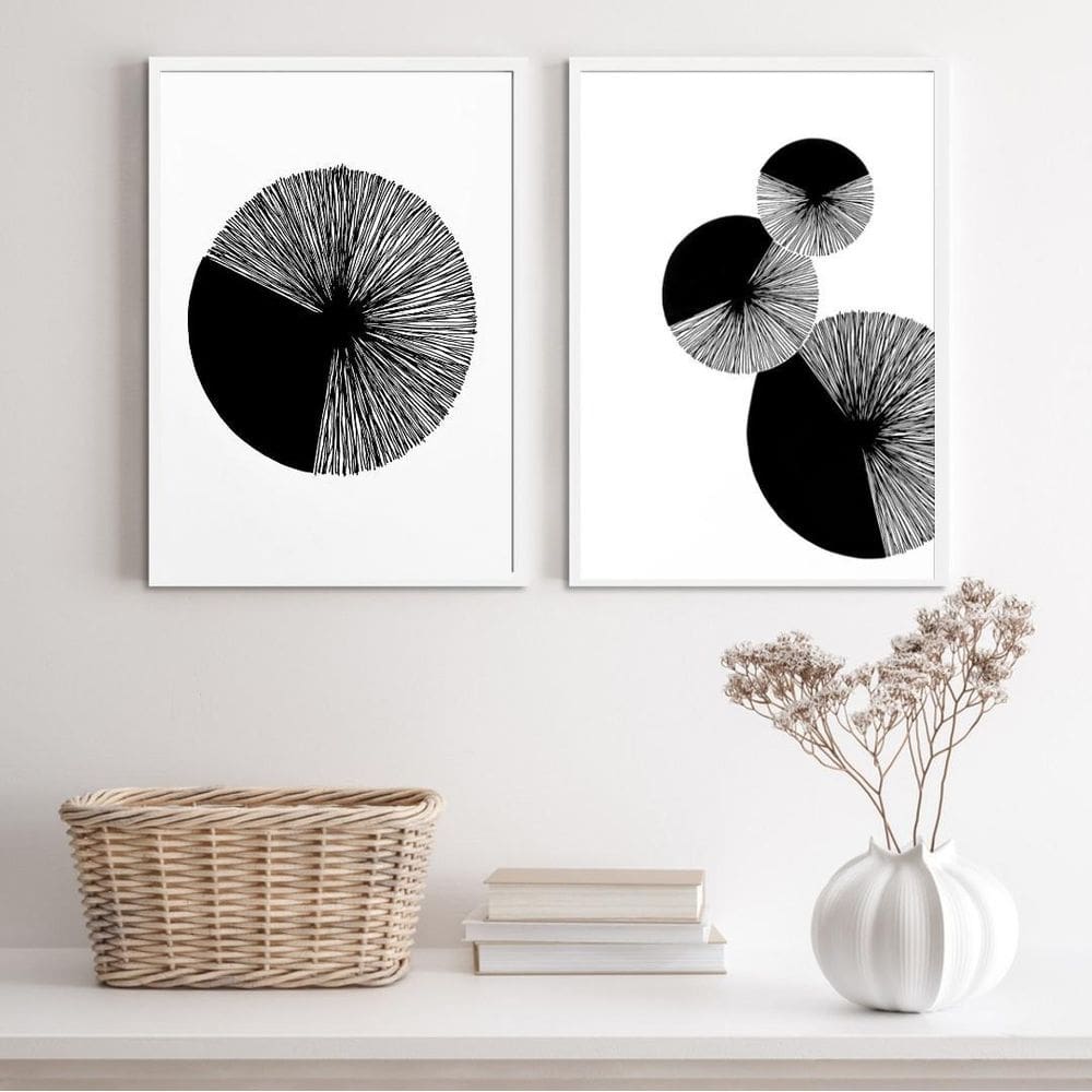 Quadros Minimalistas Círculos 24x18cm - Madeira Branca