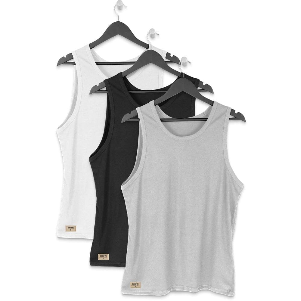 Kit 3 Camisetas Regata Casual de Algodão Masculina