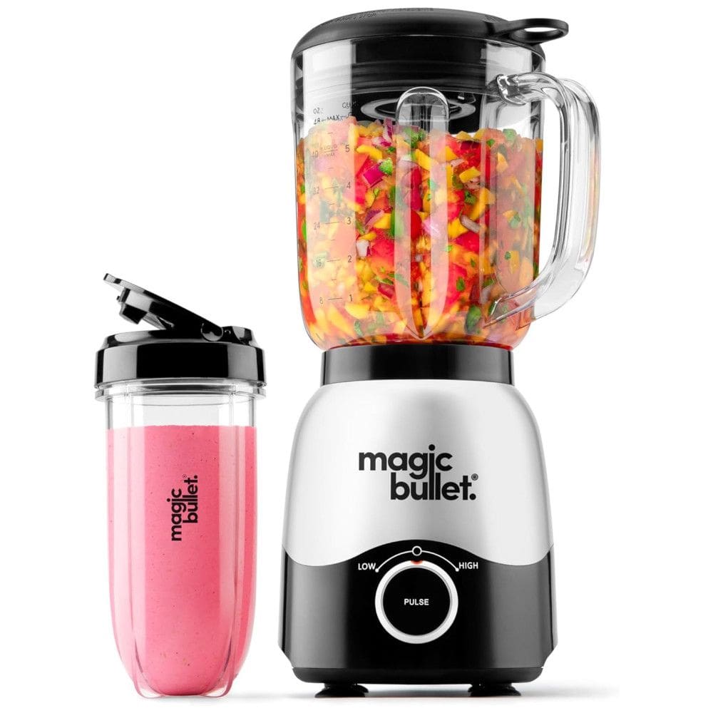 Liquidificador de Bancada com Capacidade de 1,4L, Copo para Viagem e Lâmina de Aço Inoxidável, 110V 600W, magic bullet, Prata