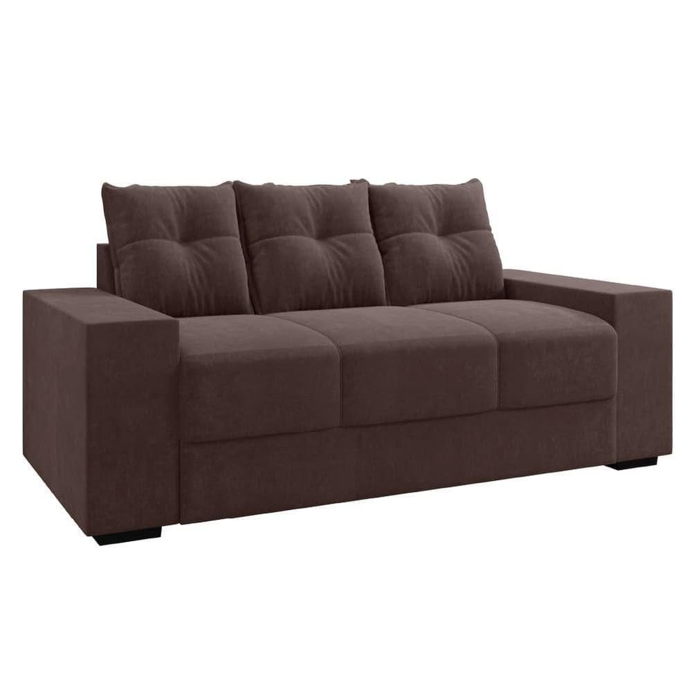 Sofá Namoradeira 3 Lugares 1,70m Ibiza Suede Selmer Marrom