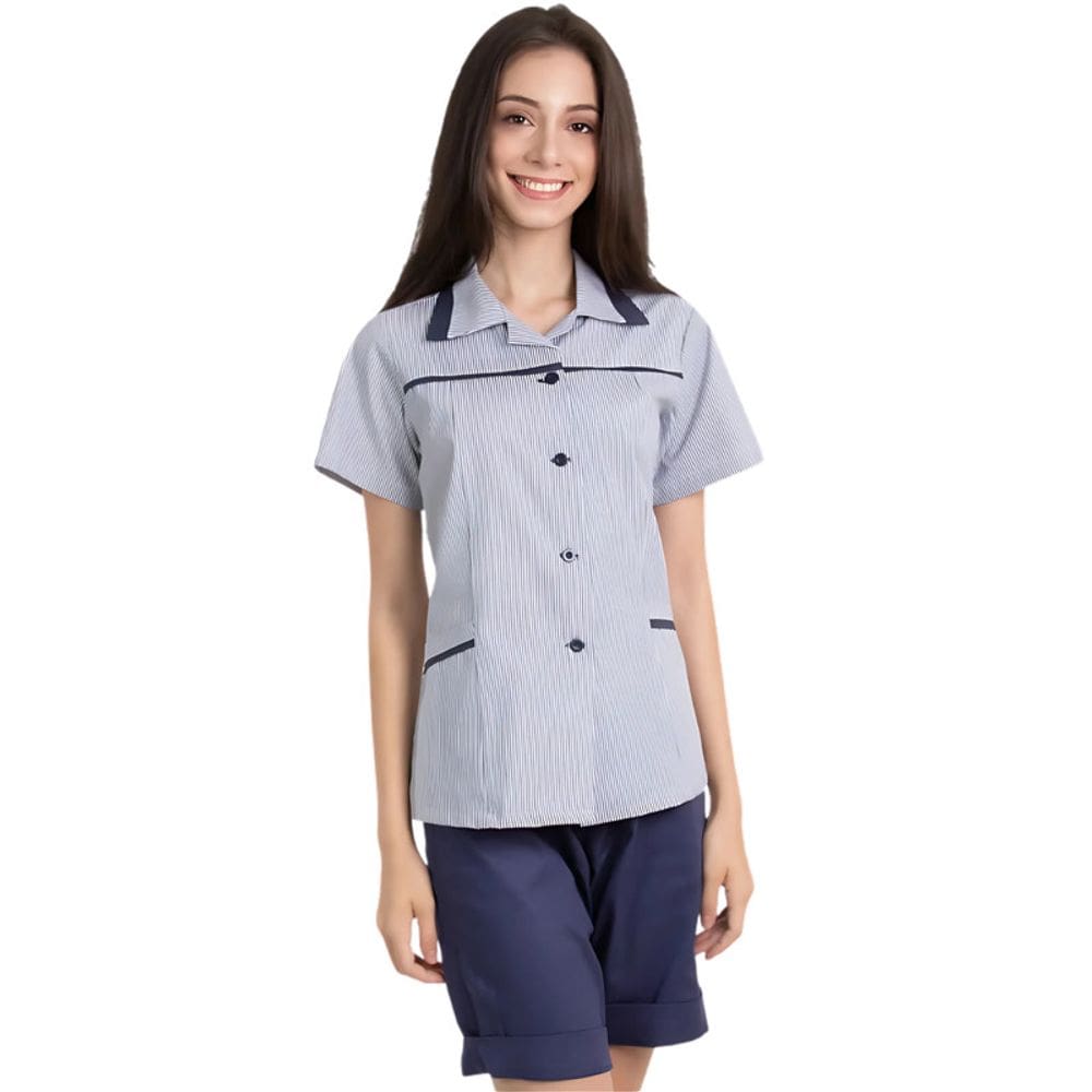 Bermuda Camareira Elástico Total e Cordão Azul Marinho