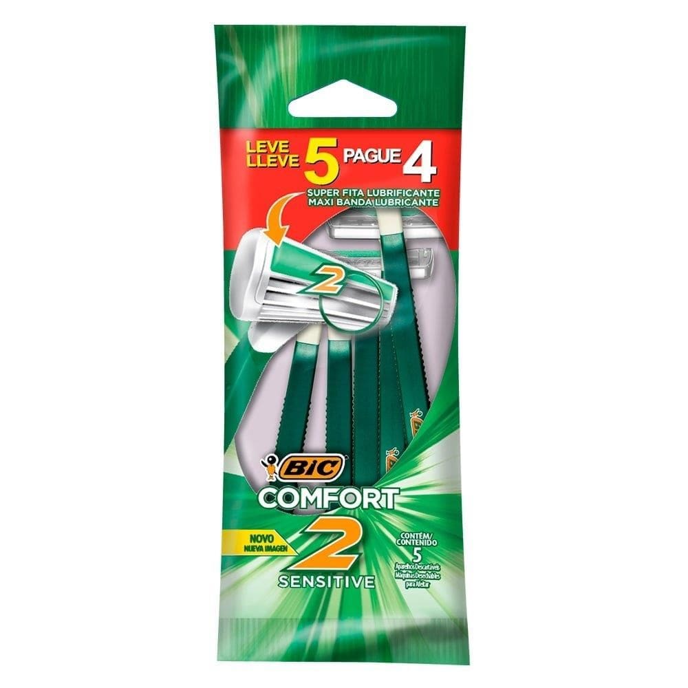 Aparelho Bic Comfort 2 Sensitive Embalagem com 5 Unidades