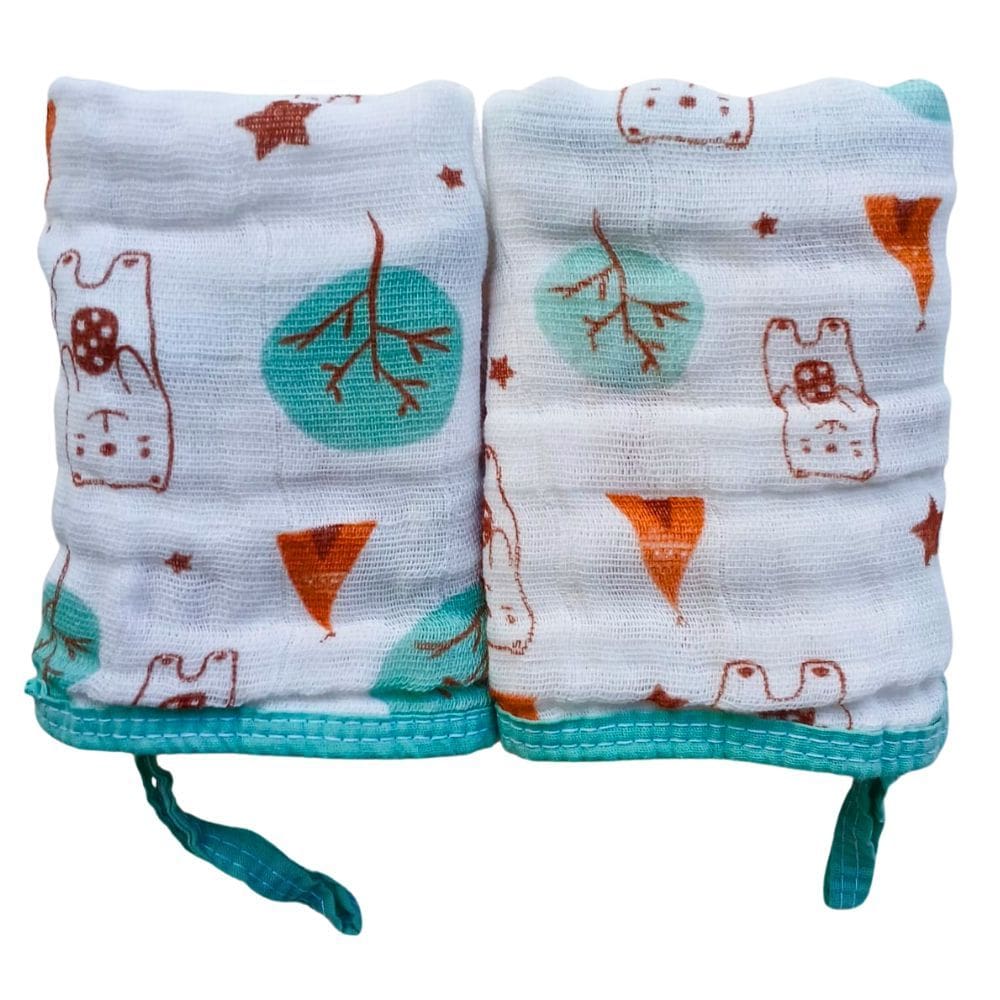 Kit 2 Toalhas Pano de Boca Bebe Soft 100% Algodão Neutro Enxoval Com Prendedor de Chupeta