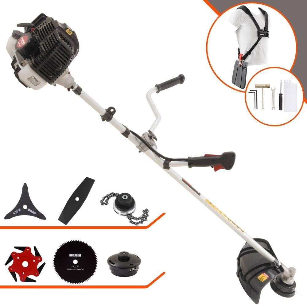 Roçadeira Lateral Kawashima KW43LE 2T 43cc 10.000rpm 1,7HP Com Carretel e Faca 3 Pontas + Faca 2 Pontas + Faca 6 Pontas + Faca 80 Dentes + Trimmer