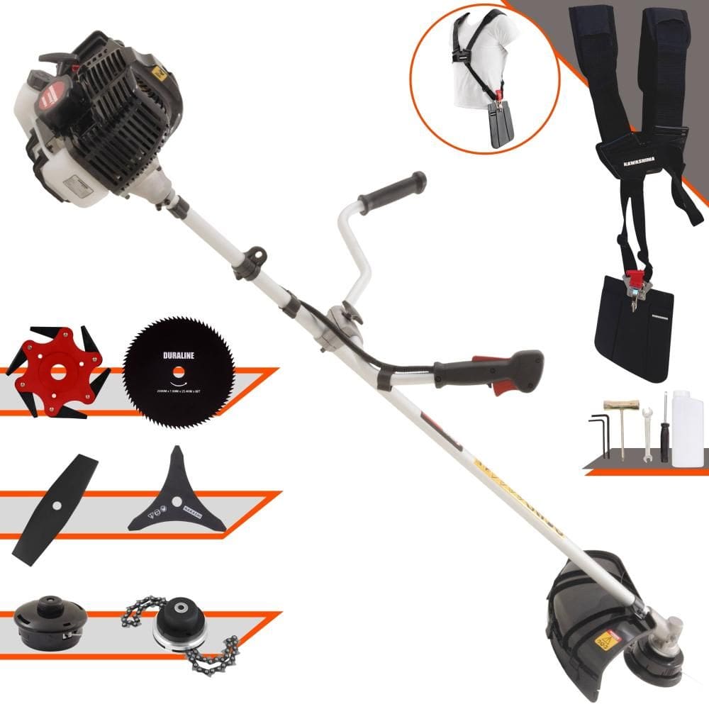 Roçadeira Multifuncional Kawashima KW43LE À Gasolina 2T 43cc Com Carretel + Faca 2 Pontas + Faca 3 Pontas + Faca 6 Pontas + Faca 80 Dentes + Trimmer