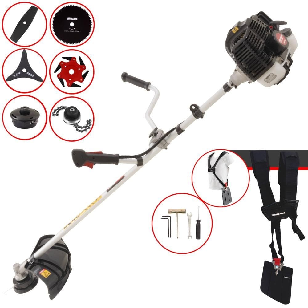 Roçadeira À Gasolina KW43LE Kawashima 43cc 2T 1,7HP Completa Com Carretel + Faca 2 Pontas + Faca 3 Pontas + Faca 6 Pontas + Faca 80 Dentes + Trimmer