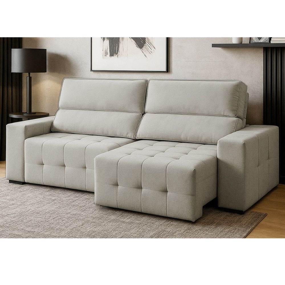 Sofá 3 Lugares Retrátil Reclinável 210cm Veludo Village Ferguile