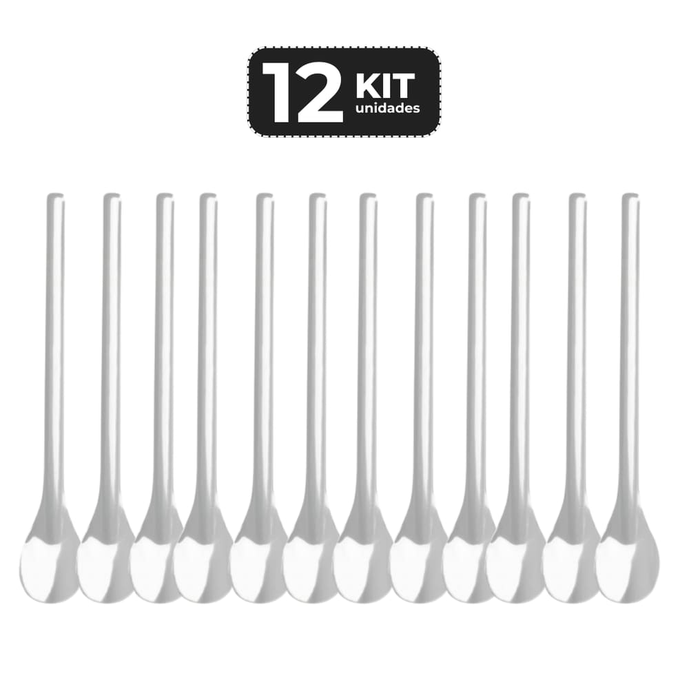Kit 12 Colher Bailarina Inox 31 Cm