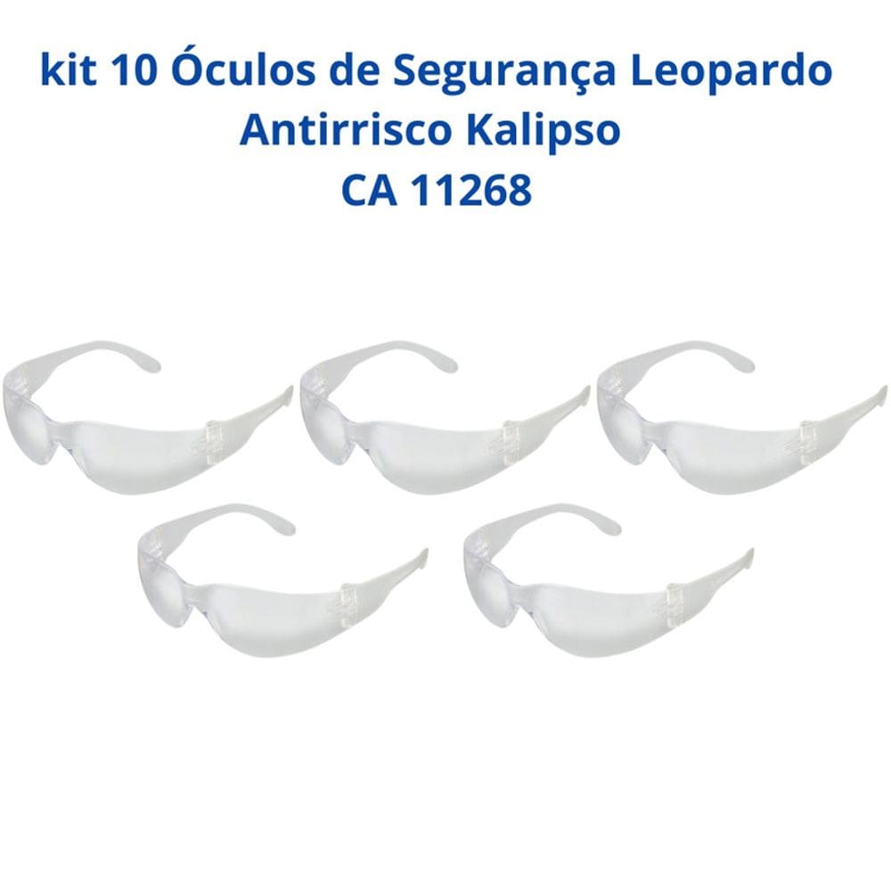 Kit 10 Óculos Segurança Leopardo Antirrisco Kalipso CA 11268